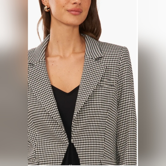Halogen Houndstooth Check Contrast Detail Blazer Sz 1 NWOT